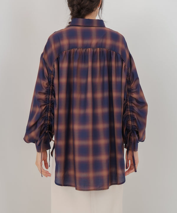 チェックバックギャザーシャツ