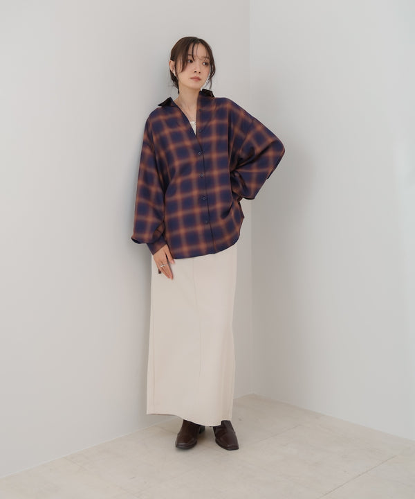 チェックバックギャザーシャツ