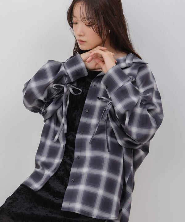 チェックバックギャザーシャツ