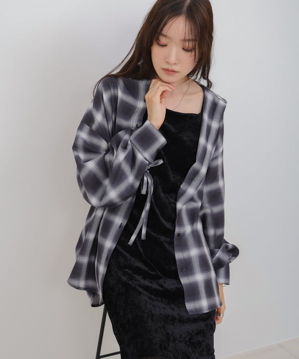チェックバックギャザーシャツ
