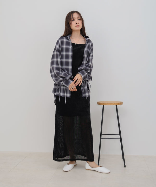 チェックバックギャザーシャツ