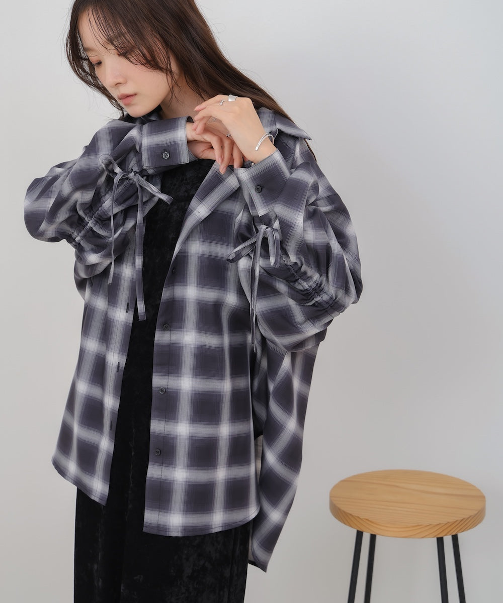チェックバックギャザーシャツ
