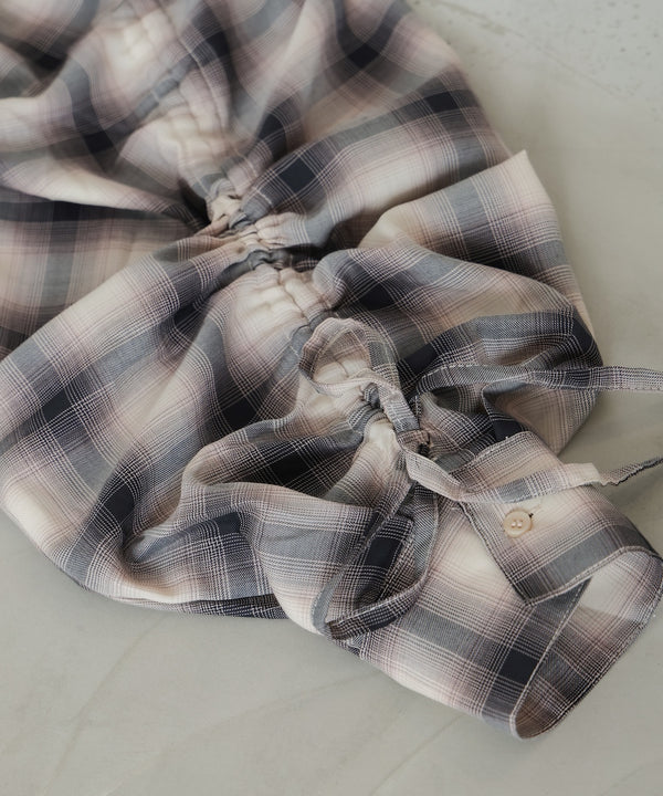 チェックバックギャザーシャツ