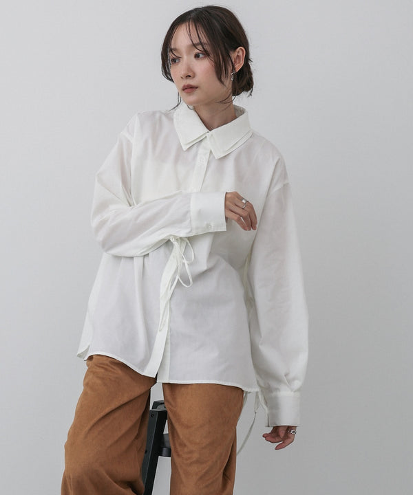 ダブルカラー袖リボンシャツ