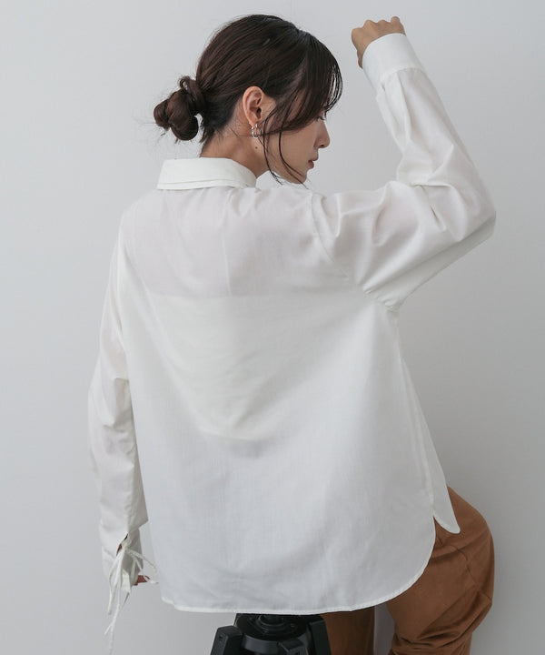 ダブルカラー袖リボンシャツ