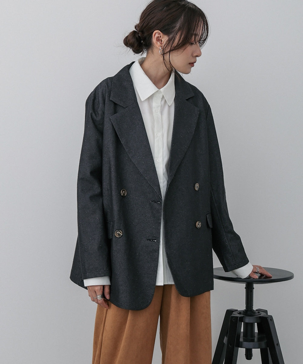 ダブルカラー袖リボンシャツ