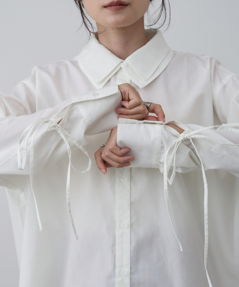 ダブルカラー袖リボンシャツ