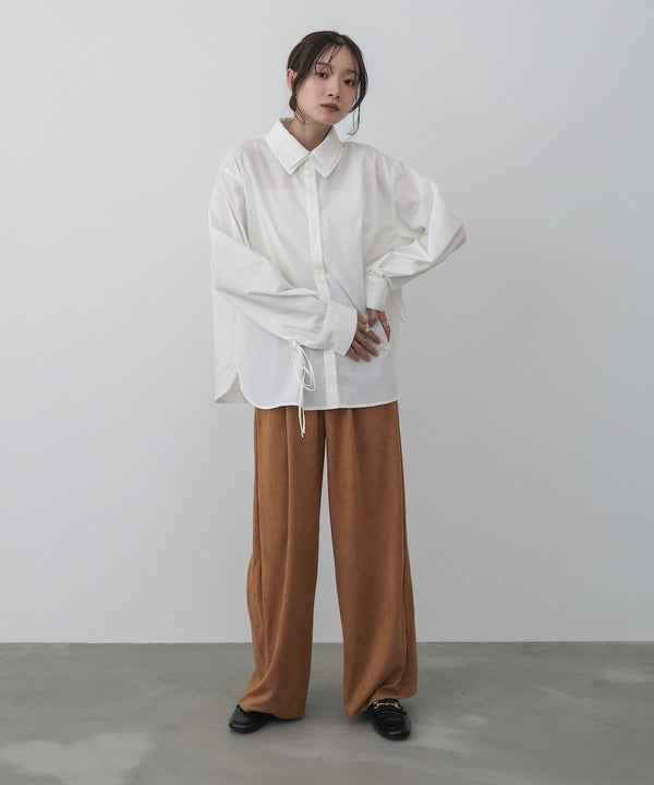 ダブルカラー袖リボンシャツ