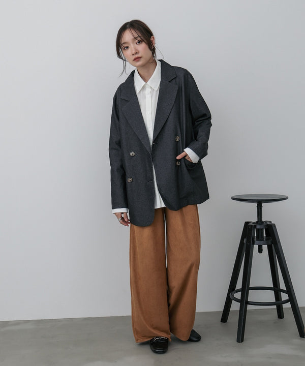 ダブルカラー袖リボンシャツ