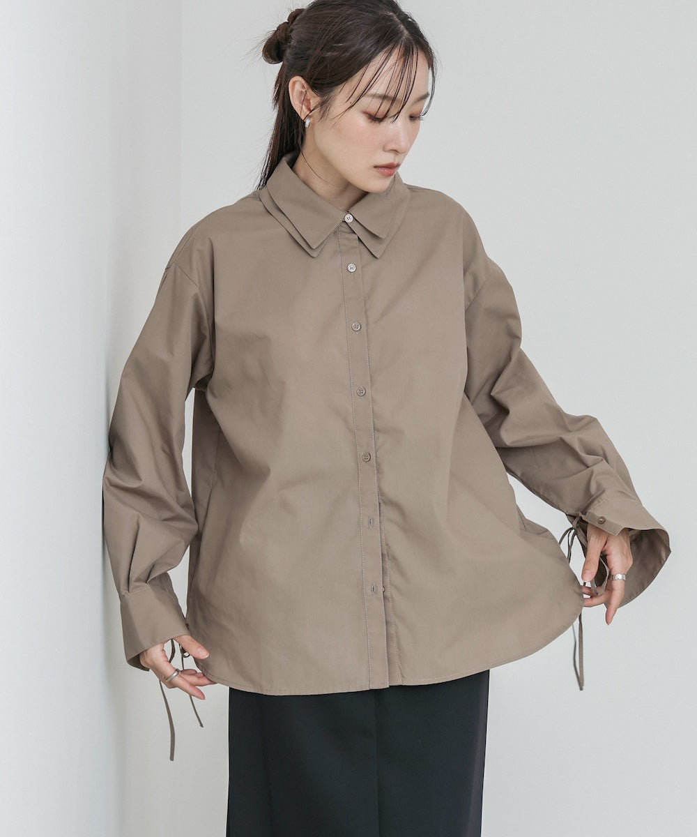 ダブルカラー袖リボンシャツ