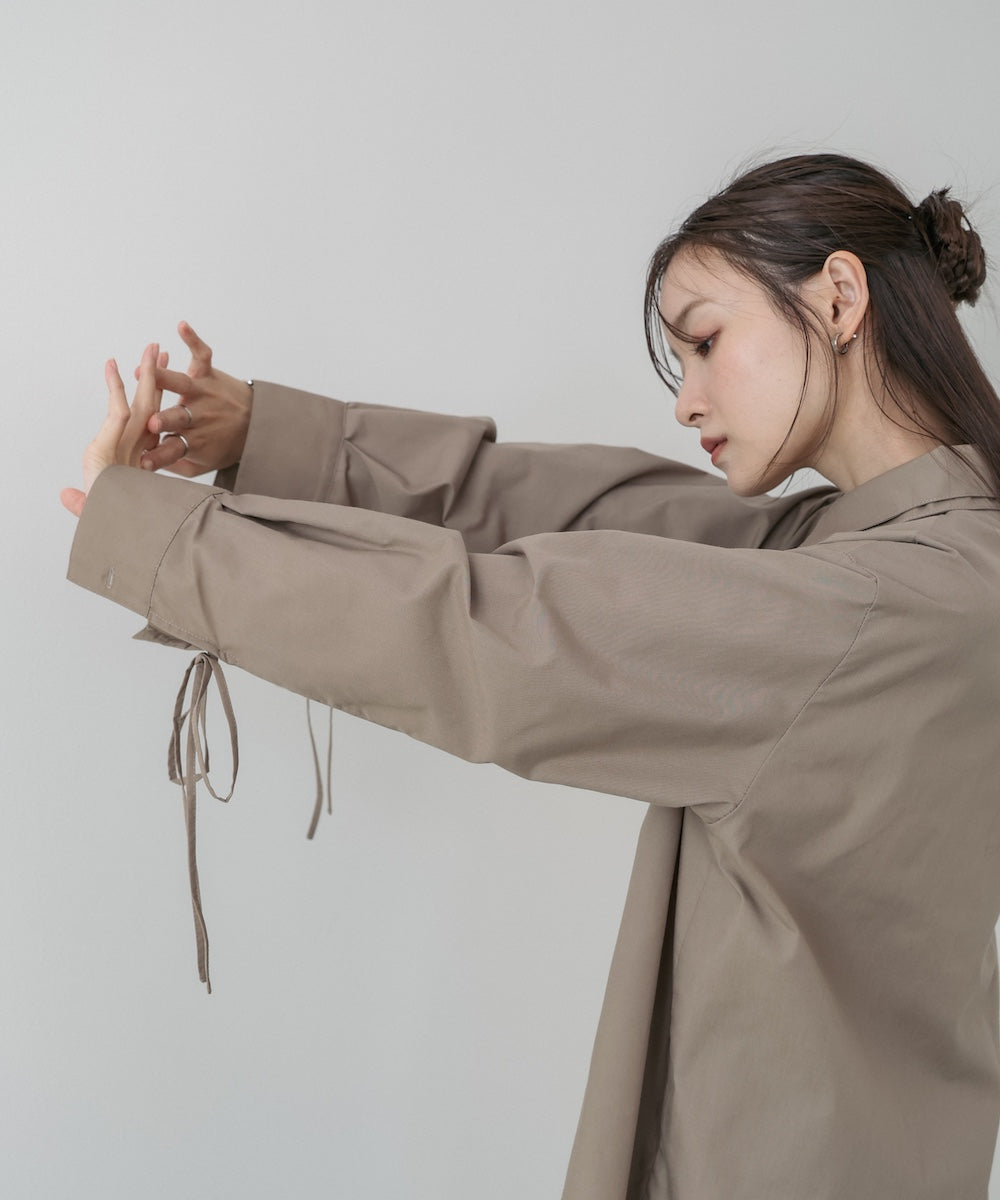 ダブルカラー袖リボンシャツ