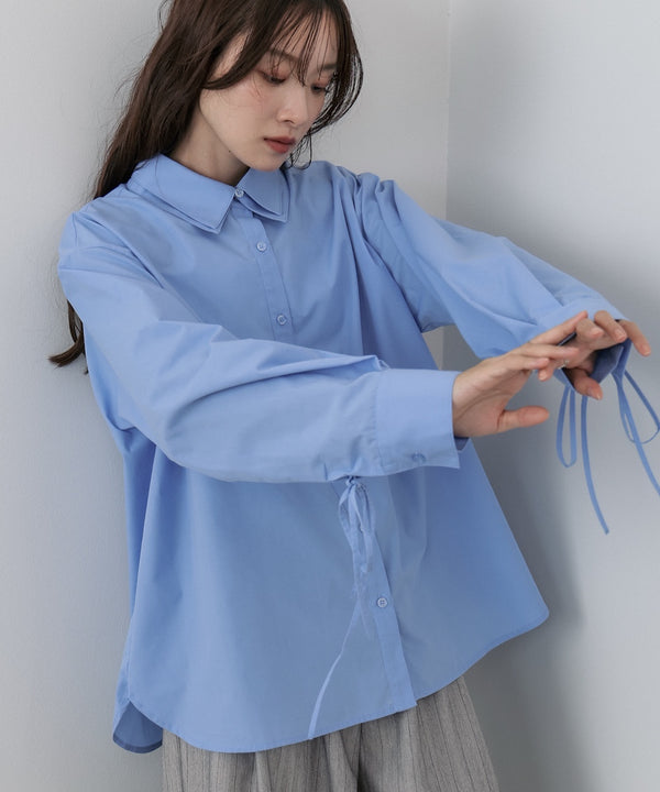 ダブルカラー袖リボンシャツ