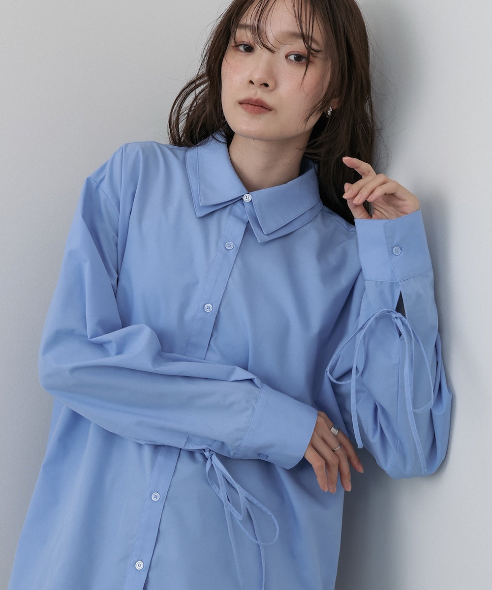 ダブルカラー袖リボンシャツ