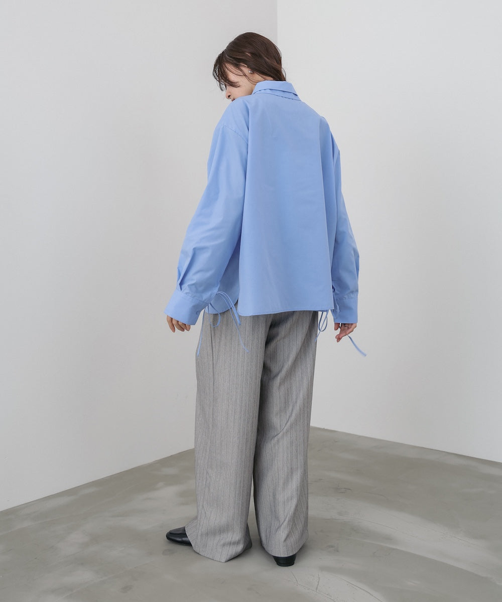 ダブルカラー袖リボンシャツ