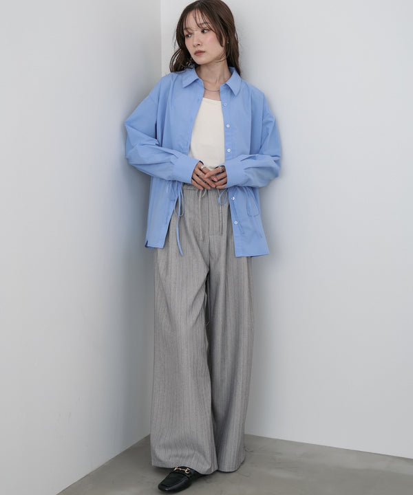 ダブルカラー袖リボンシャツ