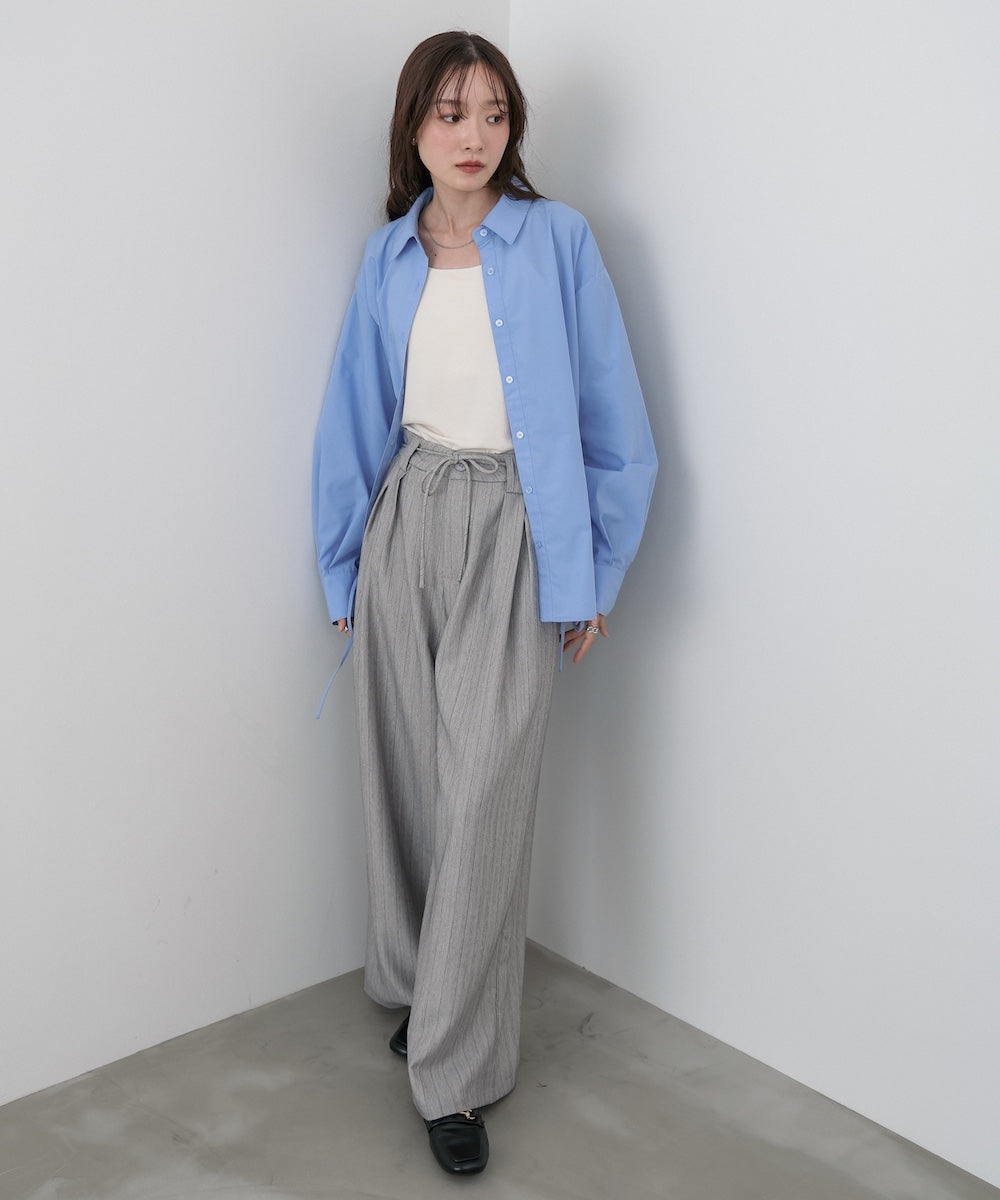 ダブルカラー袖リボンシャツ