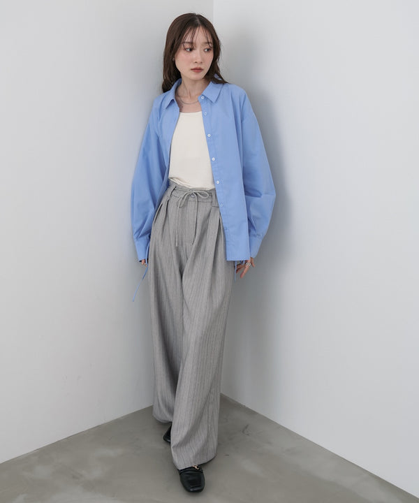 ダブルカラー袖リボンシャツ