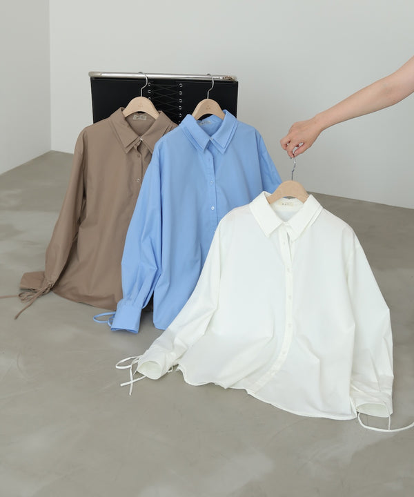 ダブルカラー袖リボンシャツ