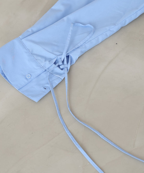 ダブルカラー袖リボンシャツ