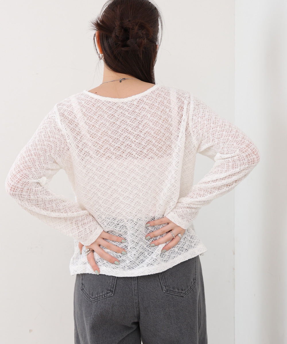 レースフリルシアーロングＴシャツ