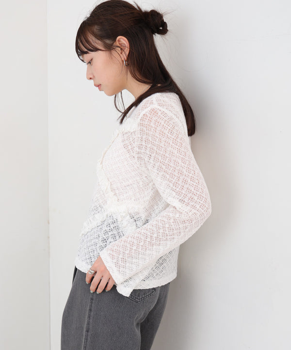 レースフリルシアーロングＴシャツ