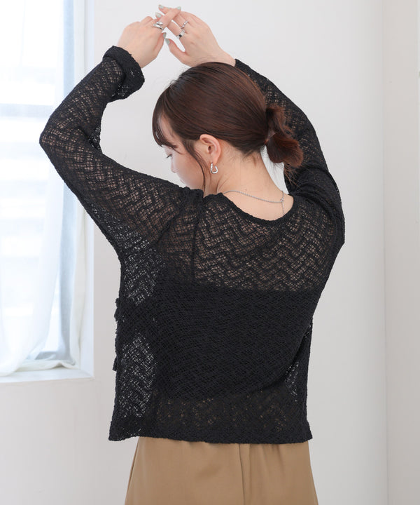 レースフリルシアーロングＴシャツ