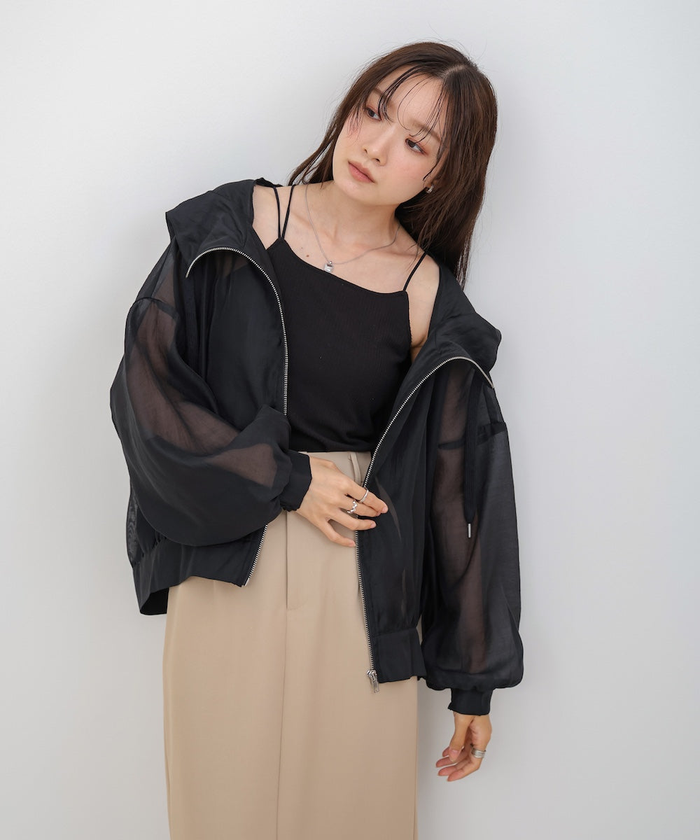 フード付きシアーパーカー