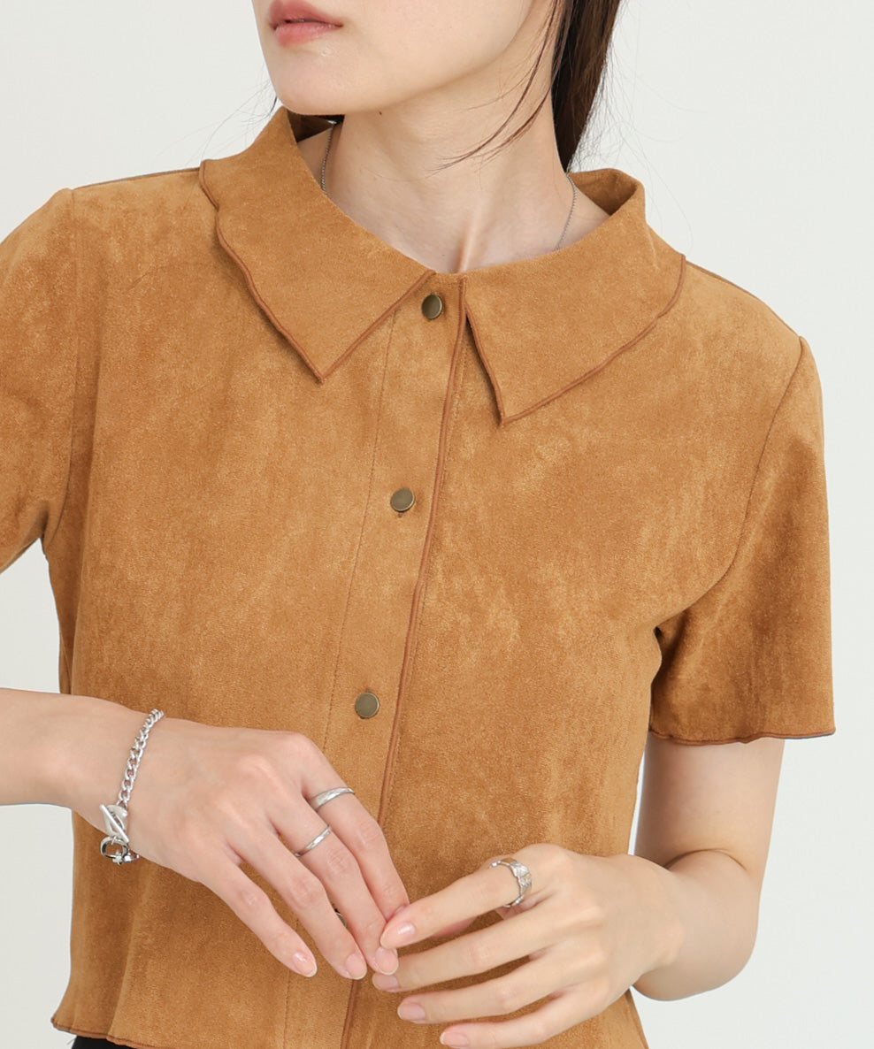 ライトスエード半袖メロウシャツ