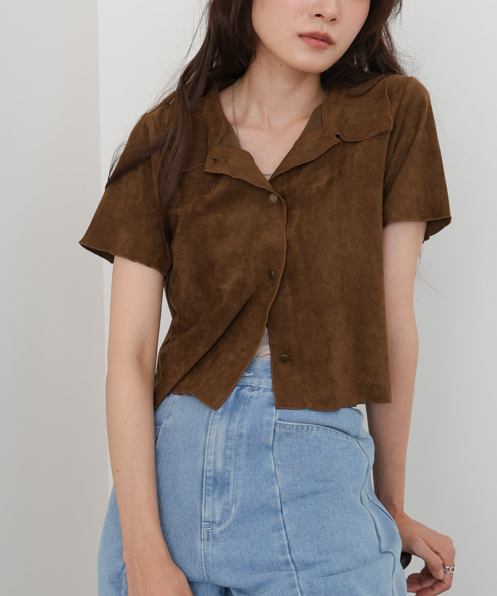 ライトスエード半袖メロウシャツ