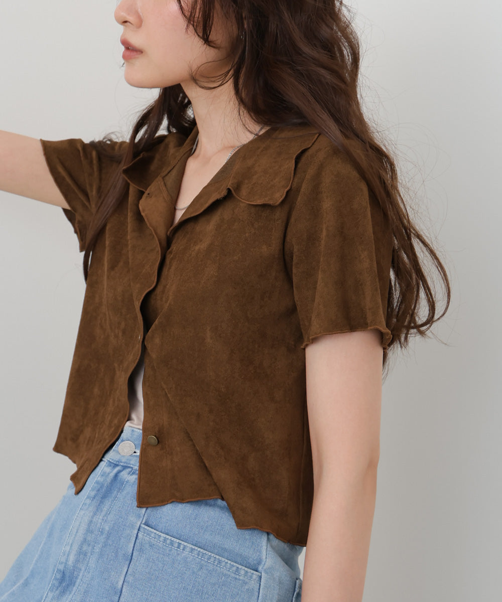 ライトスエード半袖メロウシャツ