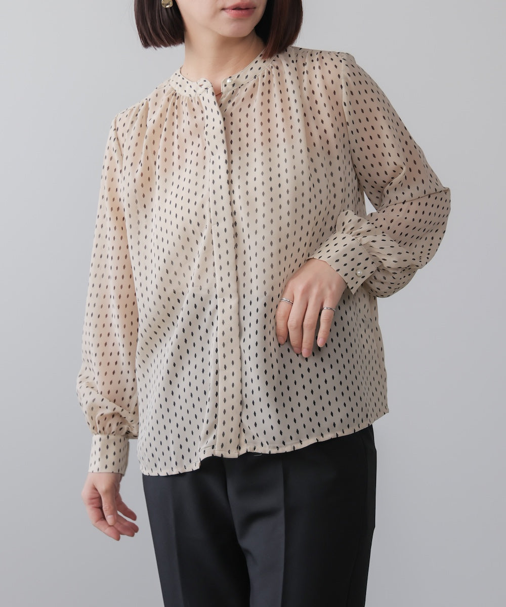 パターンシフォンブラウス