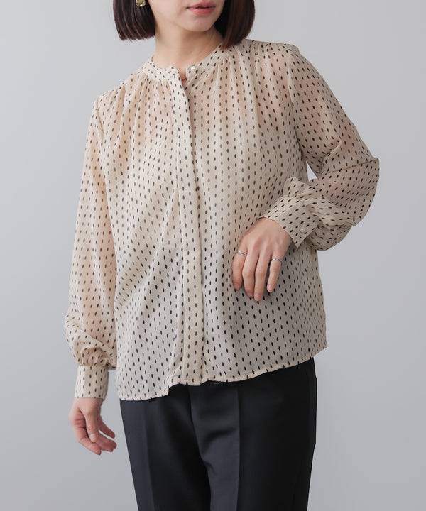 パターンシフォンブラウス