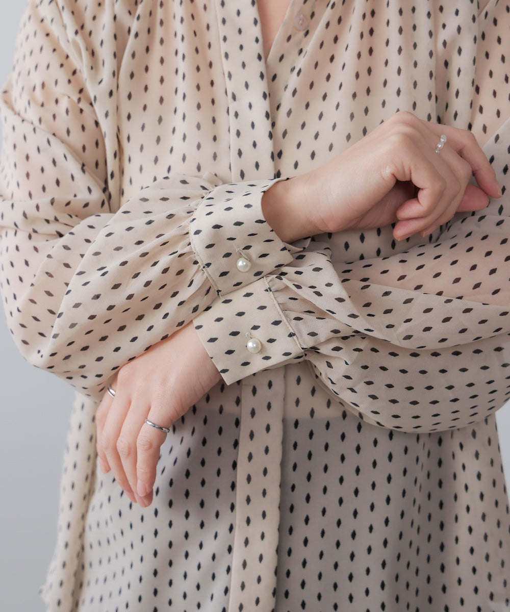 パターンシフォンブラウス