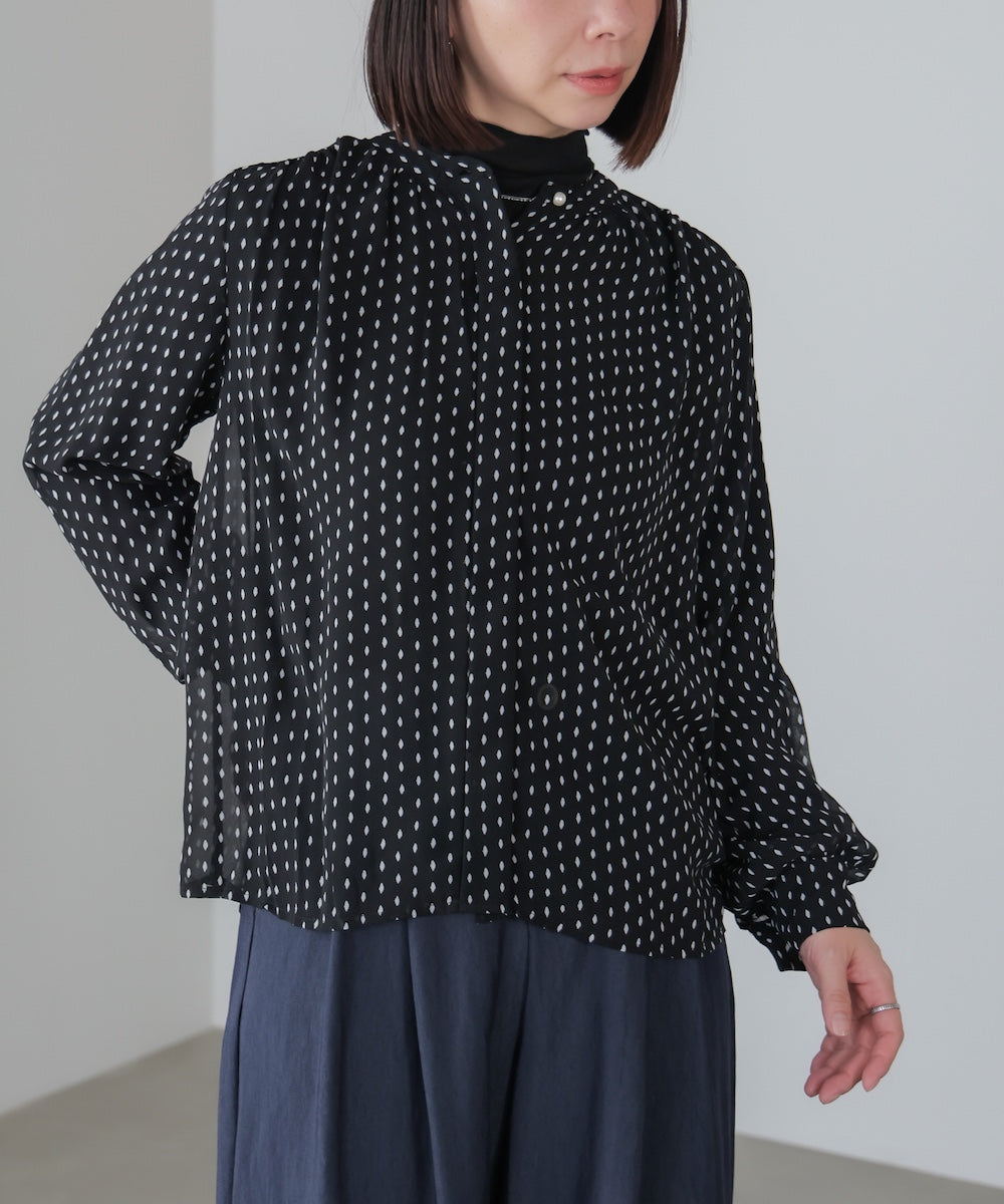 パターンシフォンブラウス