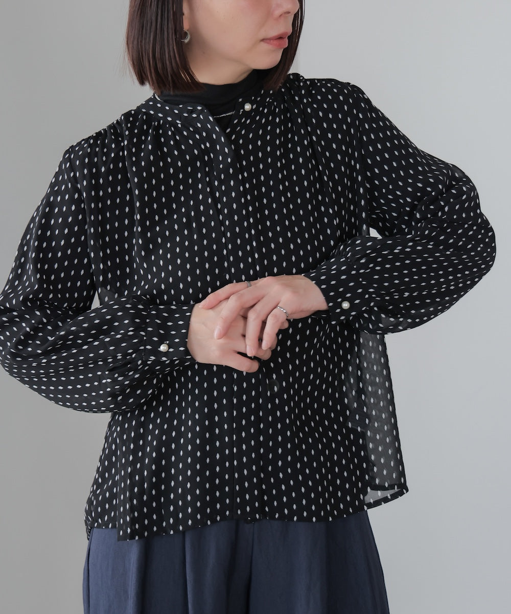 パターンシフォンブラウス