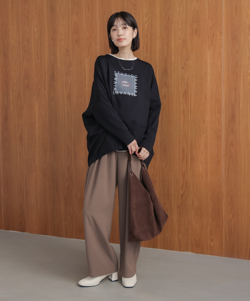 刺繍プリントプルオーバー