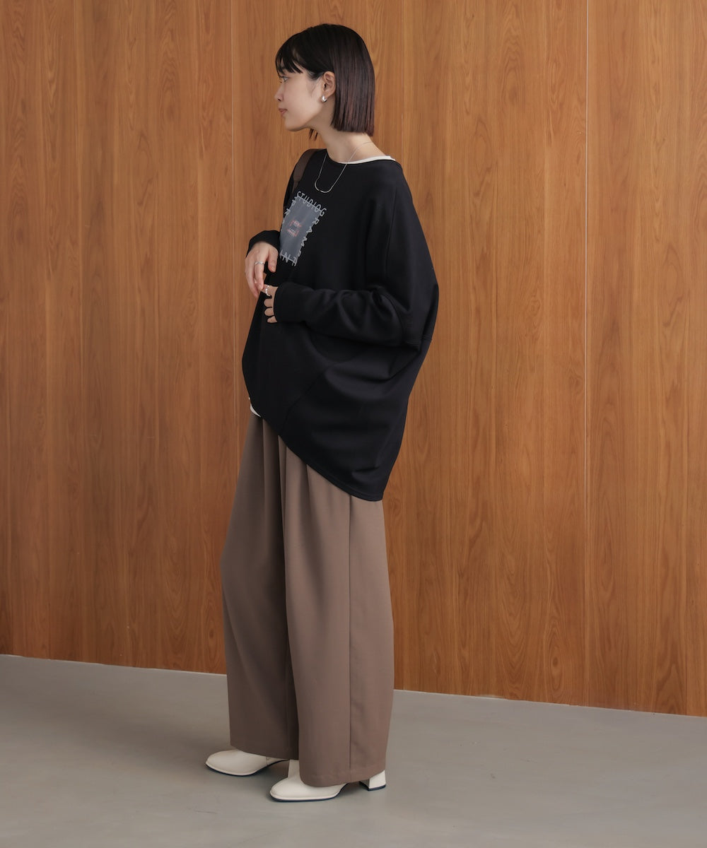 刺繍プリントプルオーバー