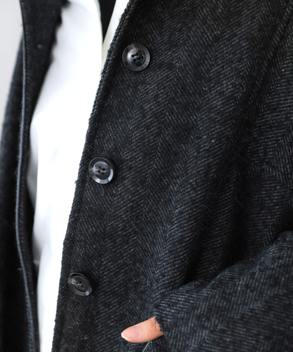 ヘリンボーンツイードカバーオールジャケット