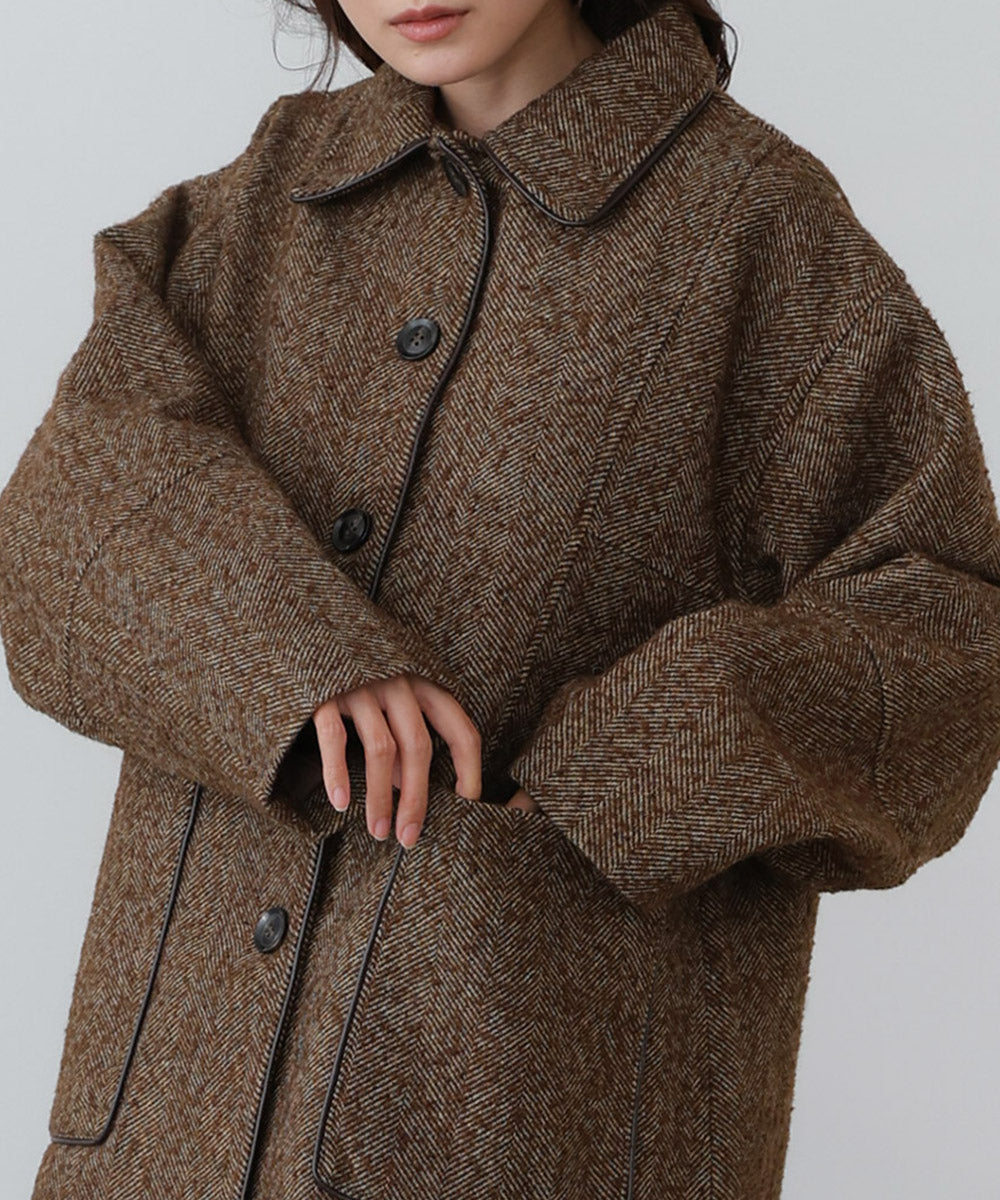 ヘリンボーンツイードカバーオールジャケット