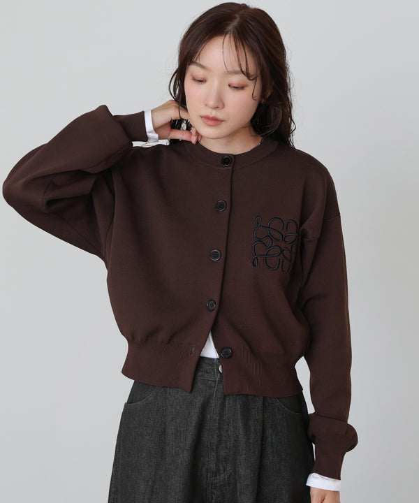 コード刺繍ニットカーディガン