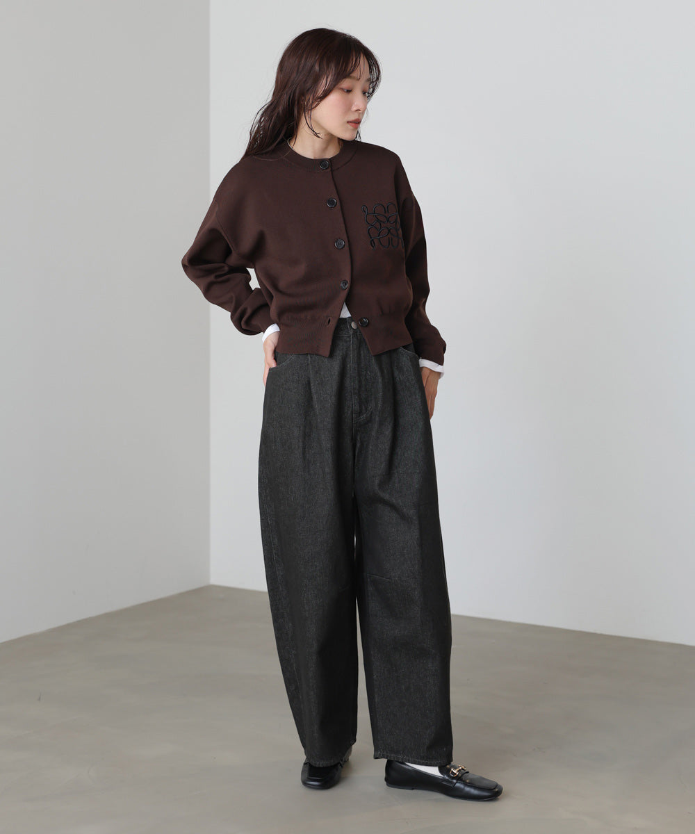 コード刺繍ニットカーディガン