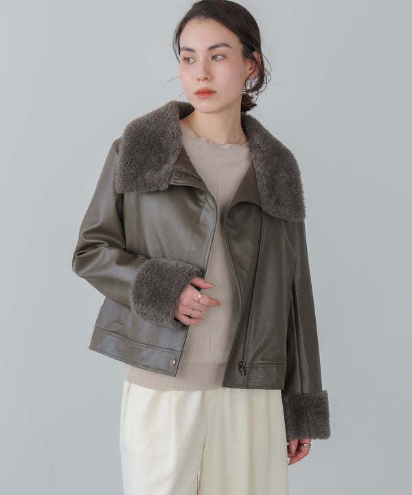 レザーポインテッドファージャケット