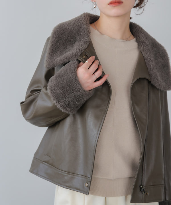 レザーポインテッドファージャケット