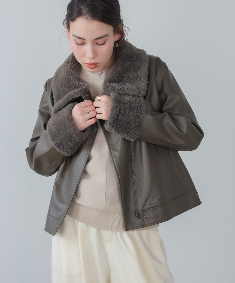 レザーポインテッドファージャケット