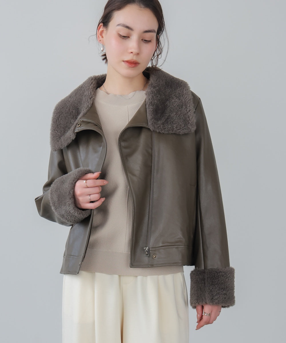 レザーポインテッドファージャケット