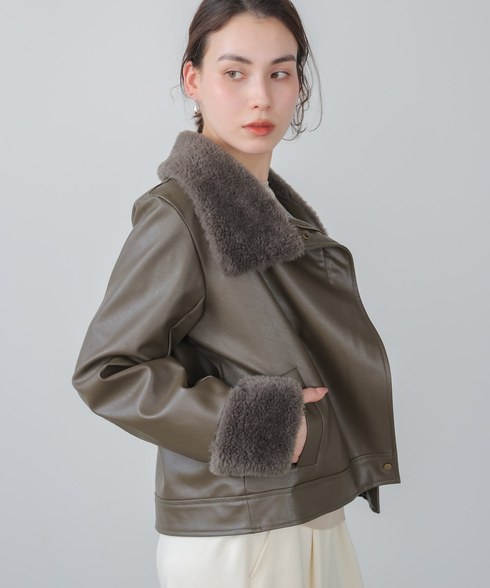 レザーポインテッドファージャケット