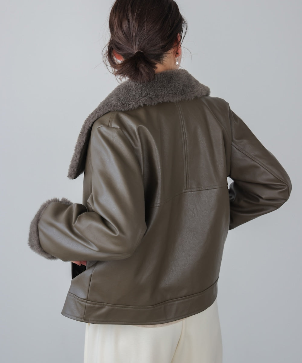 レザーポインテッドファージャケット