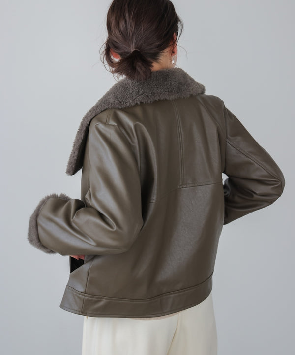 レザーポインテッドファージャケット