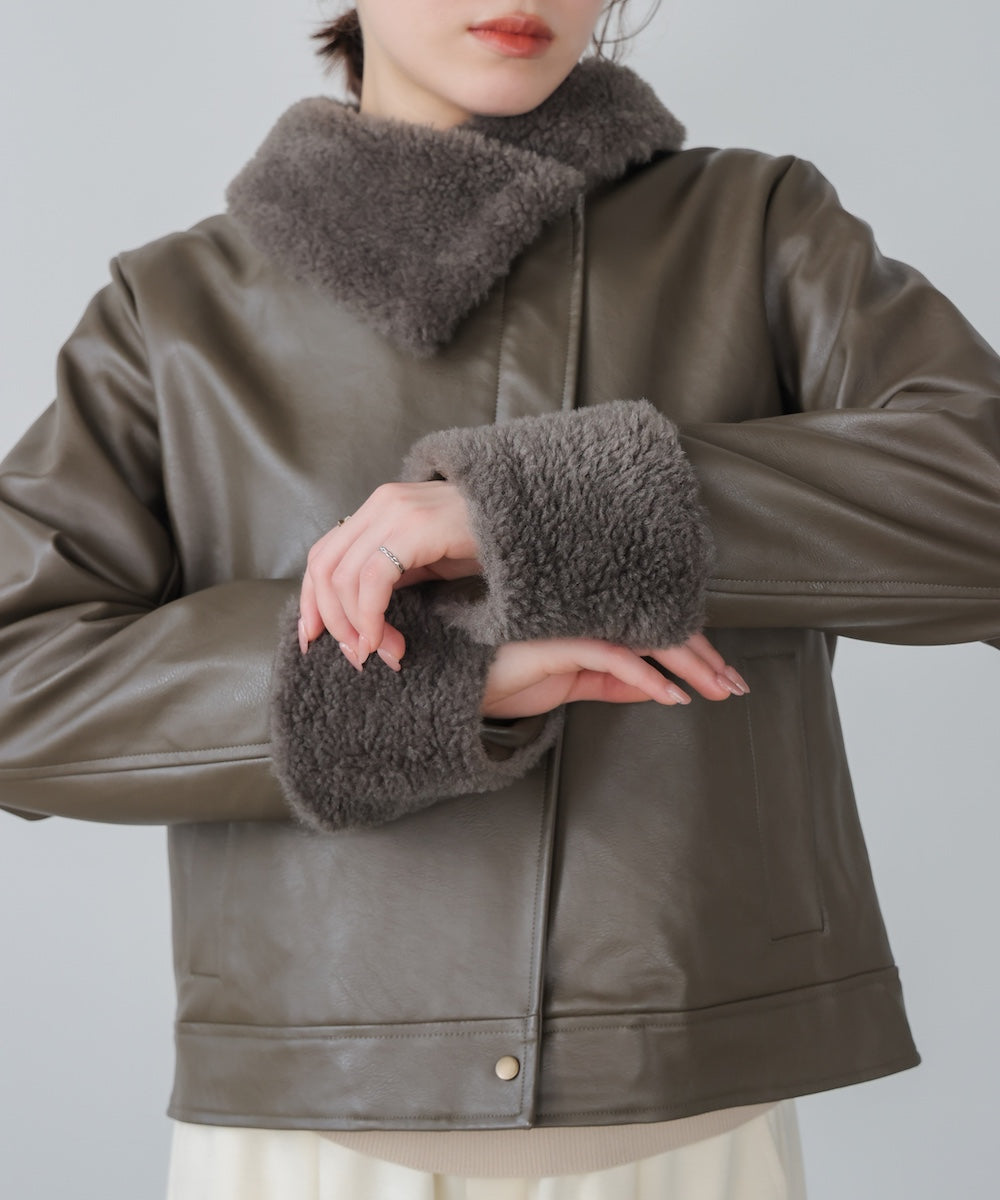 レザーポインテッドファージャケット