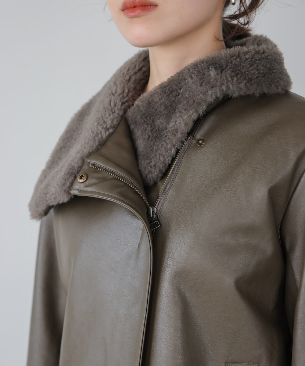 レザーポインテッドファージャケット